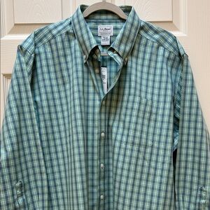 L.L. Bean Men's Wrinkle Free Kennebunk Sport Shirt, Traditional Fit XL (17.5x33)